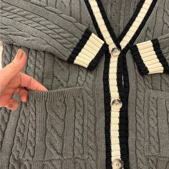 Zara Charcoal Cable Knit Cardigan - Picture 2 of 6